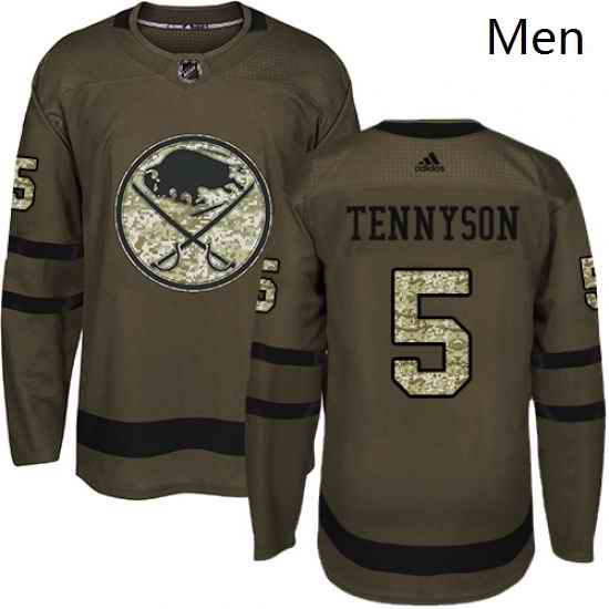 Mens Adidas Buffalo Sabres 5 Matt Tennyson Authentic Green Salute to Service NHL Jersey